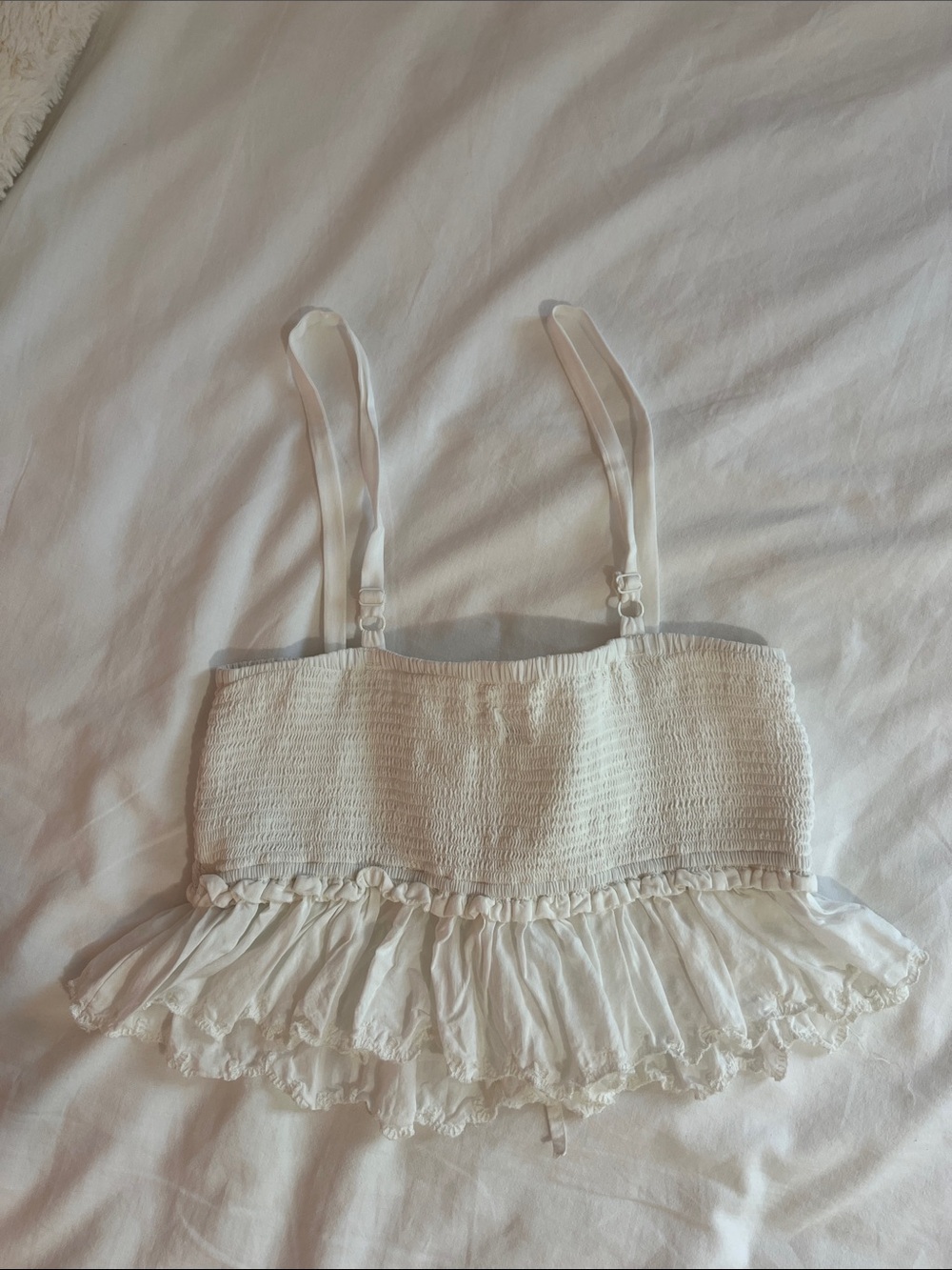 Wilfred White Smocked Ruffled Crop Top - Picture 3 of 6